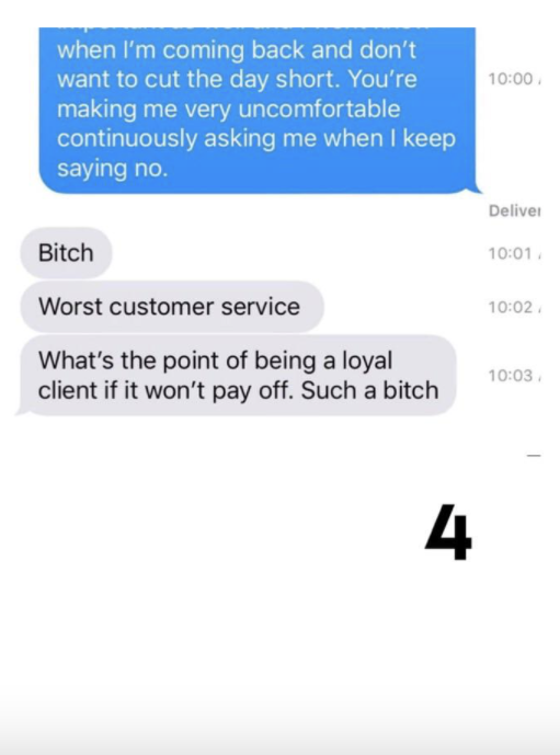 Text stating &quot;Worst customer service.&quot;