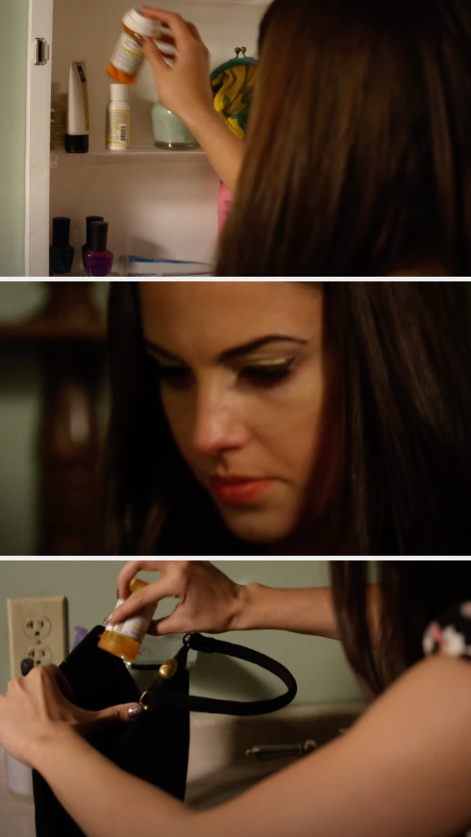 Adrianna emptying silver&#x27;s meds in her purse on 90210