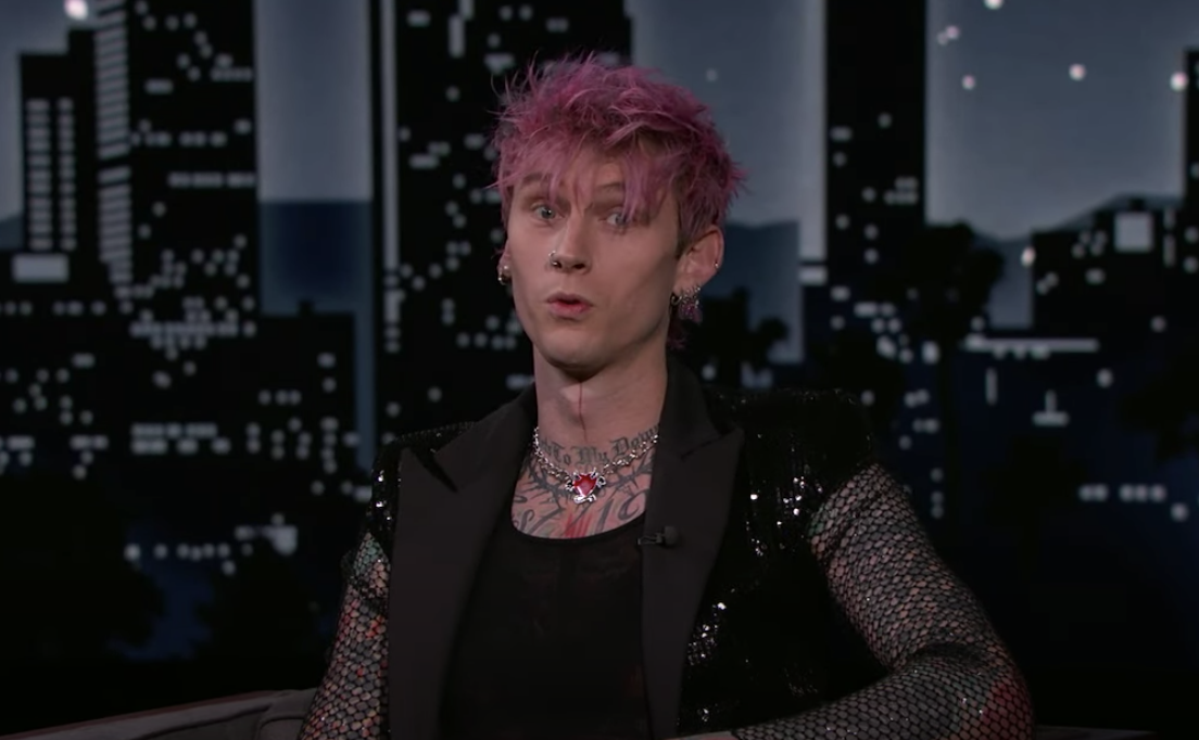 MGK looks taken aback during the talk