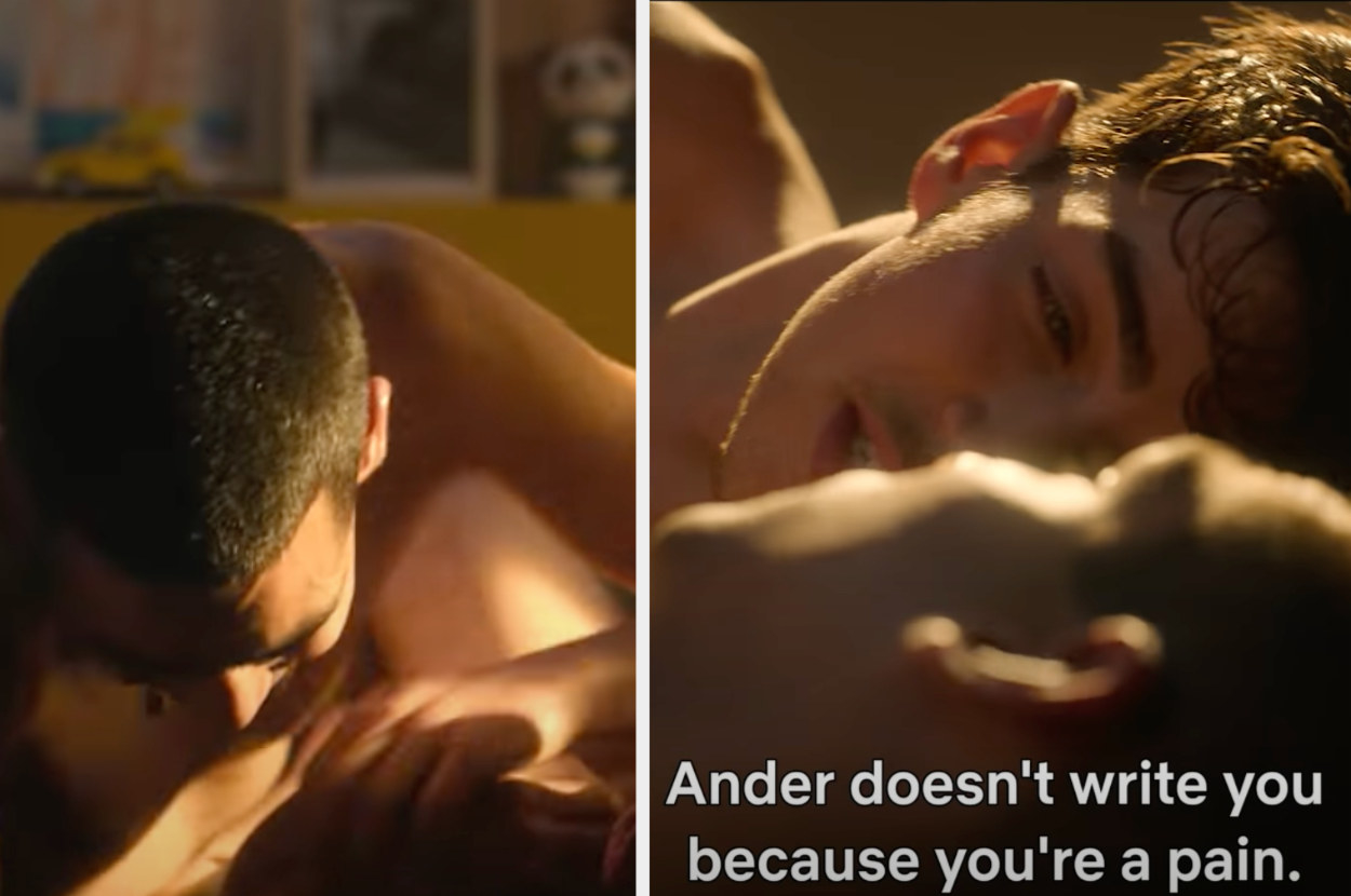 Patrick and Omar in bed and Patrick saying, &quot;Ander doesn&#x27;t write you because you&#x27;re a pain&quot;