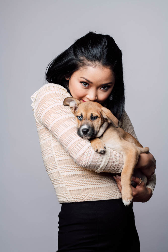 Lana holding her dog