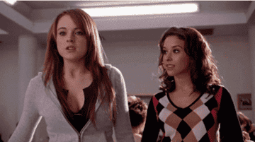 Lindsay Lohan as Cady and Rachel McAdams as Regina fighting on &quot;Mean Girls&quot;