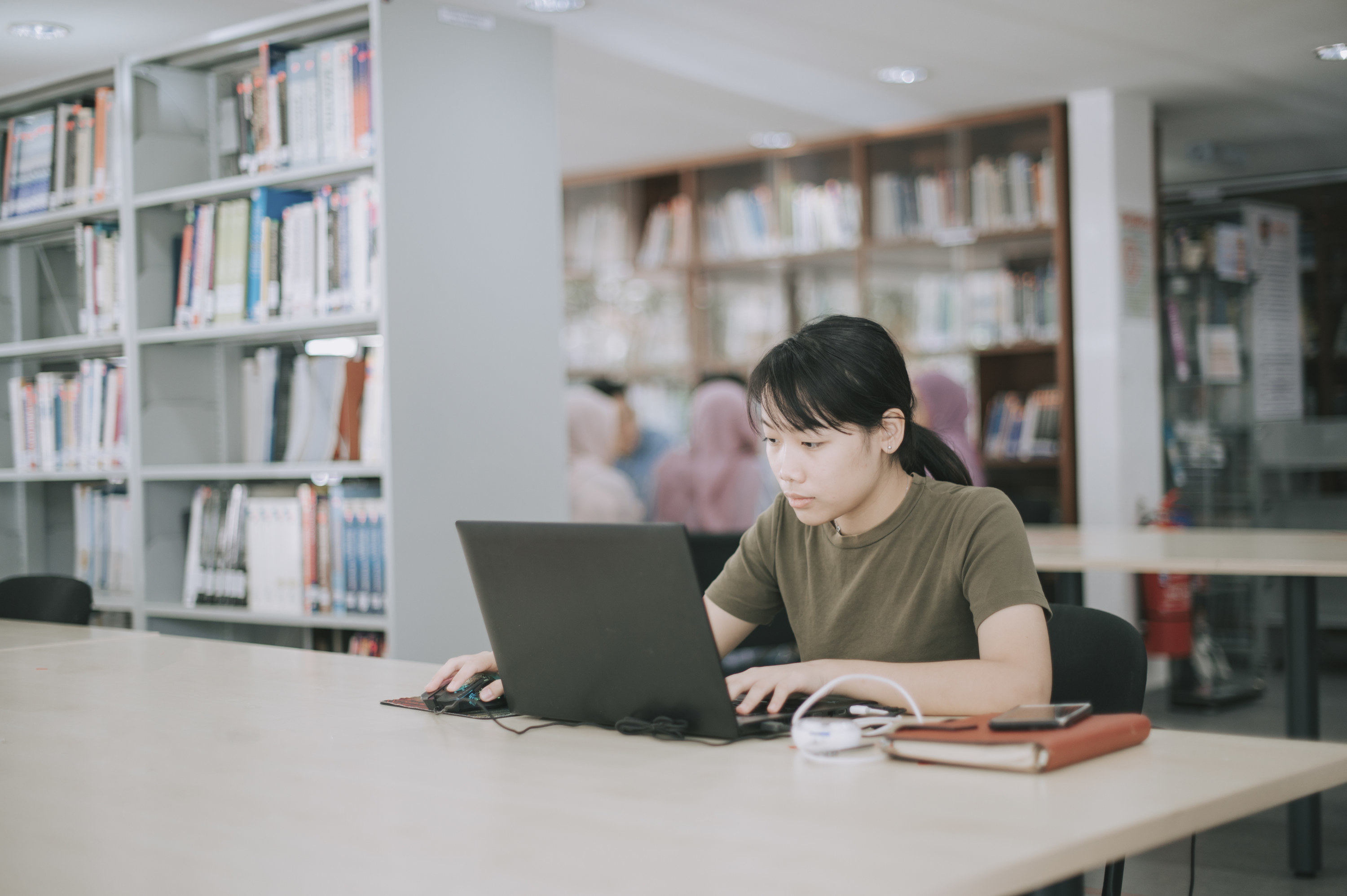 a person working at the library