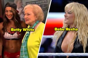 Betty White and Bebe Rexha at WWE events