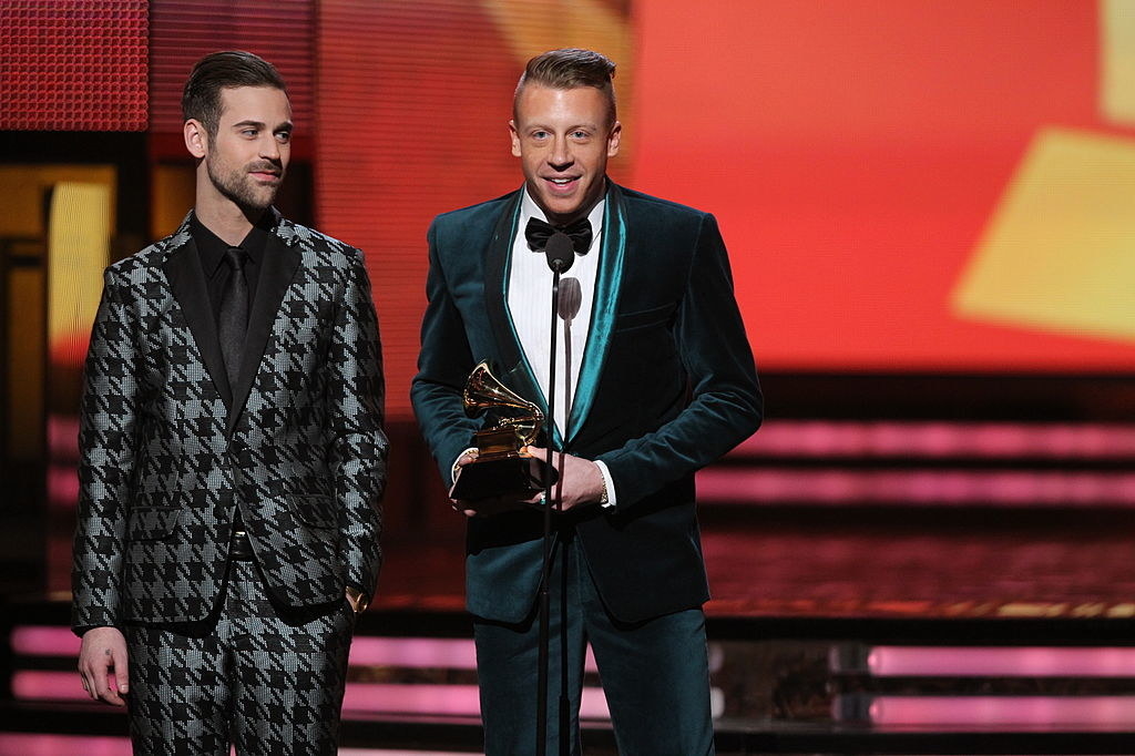 macklemore and ryan lewis accepting a grammy onstage