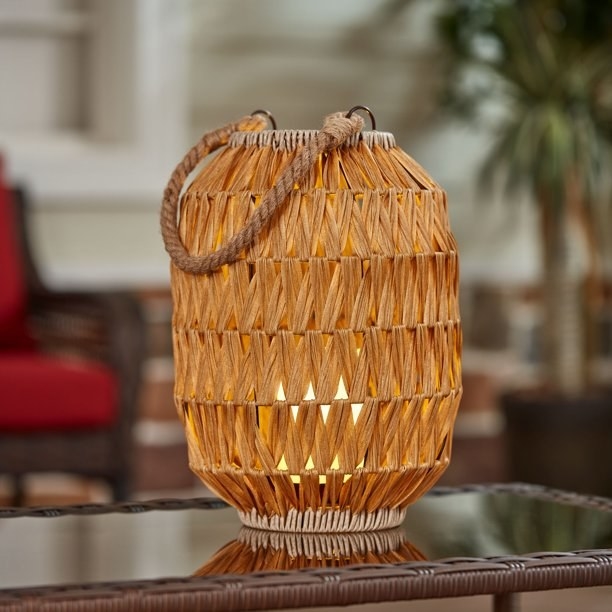 Rattan oval shaped lantern