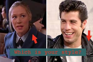 A student is on the left dressed in uniform with one on the right in a leather jacket labeled, "Which is your style?'