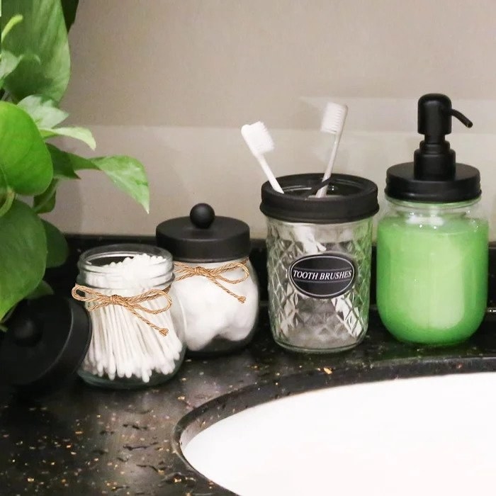 The mason jar soap dispenser and bathroom accessory set
