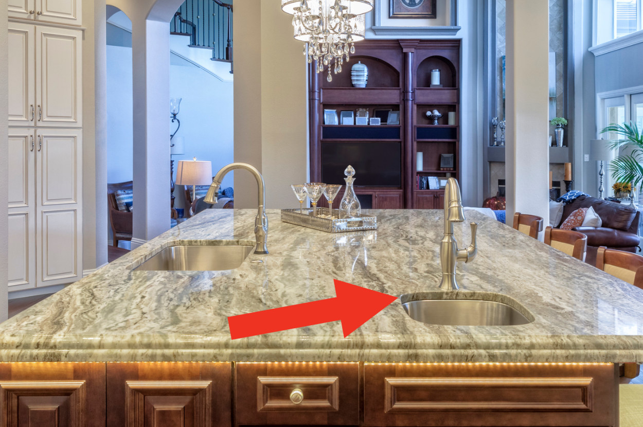 a second sink in a large kitchen island