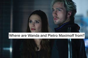 Wanda Maximoff stands next to her twin brother, Pietro, as they're in a lab