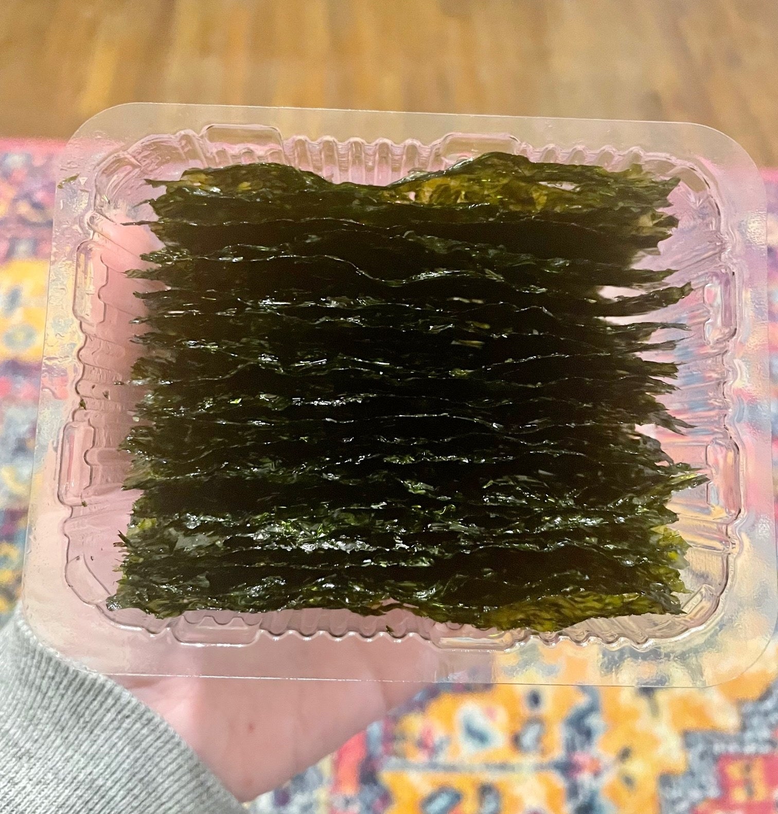 open pack of sheets of dried seaweed snack