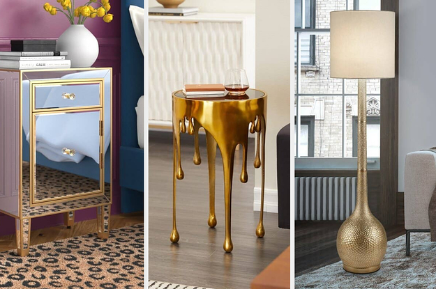 Bookcase, side table, floor lamp