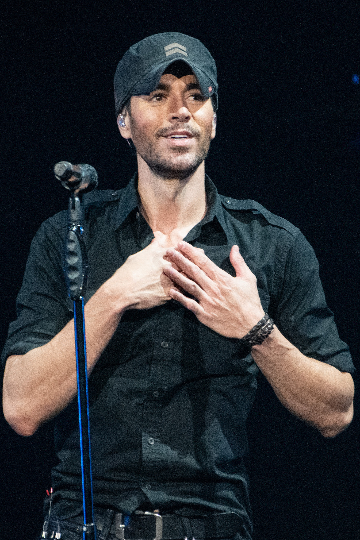 Iglesias performing on stage in 2021