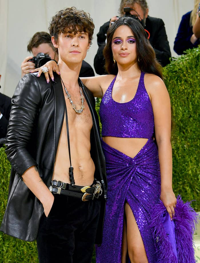 Camilla and Shawn posing for photographers at the MET Gala