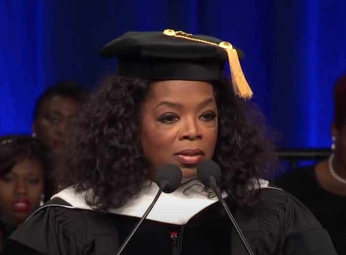 Oprah gives a speech at Spelman College in 2012