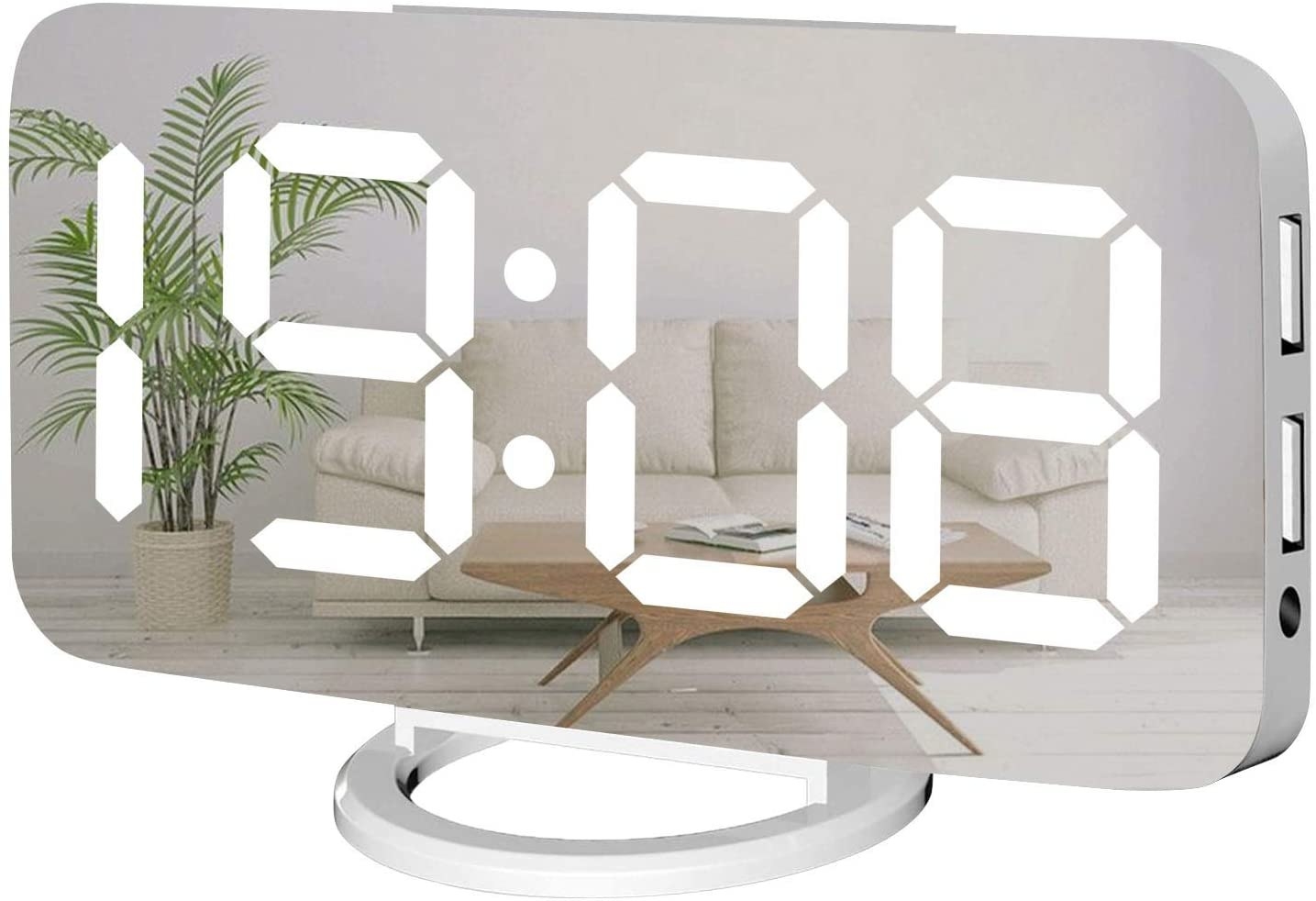 Reloj despertador digital LED de espejo