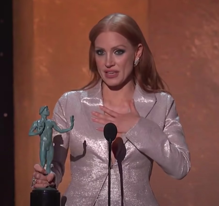 Jessica Chastain accepts her award onstage at the 28th Annual SAG Awards