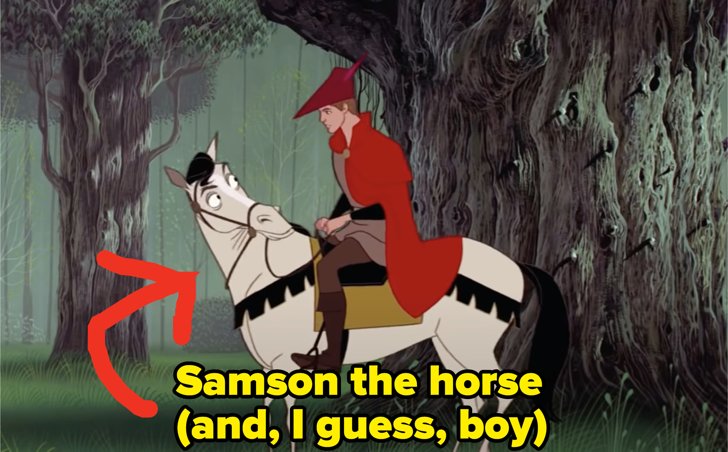 Samson the horse from sleeping beauty