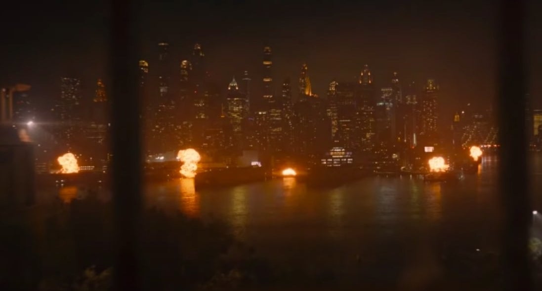 Multiple bombs going off around Gotham&#x27;s sea wall in &quot;The Batman&quot;