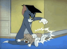 Tom from &quot;Tom and Jerry&quot; spanking a puppy