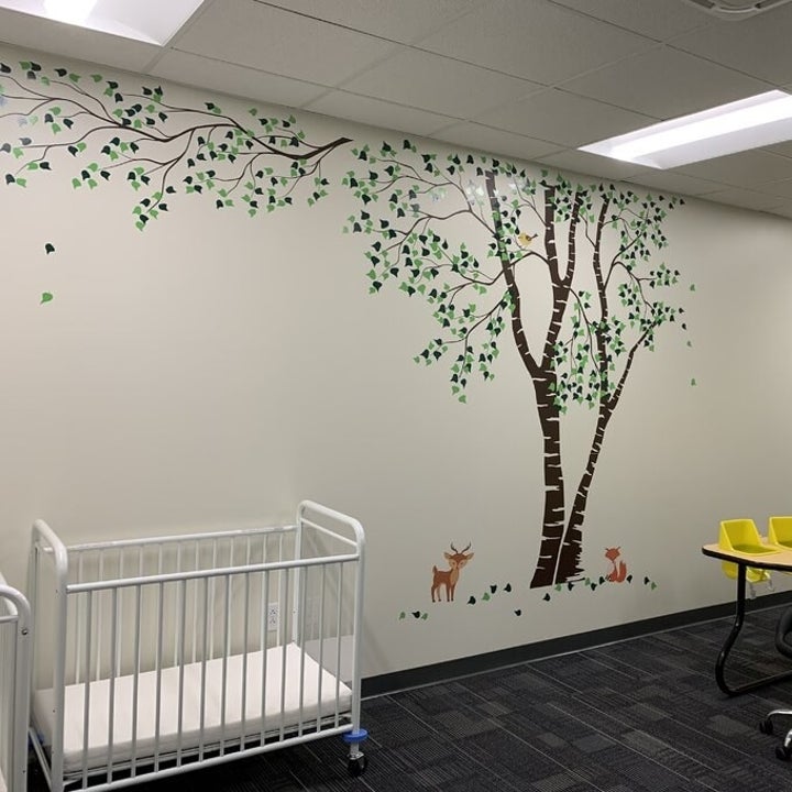 Reviewer image of the decal in a nursery