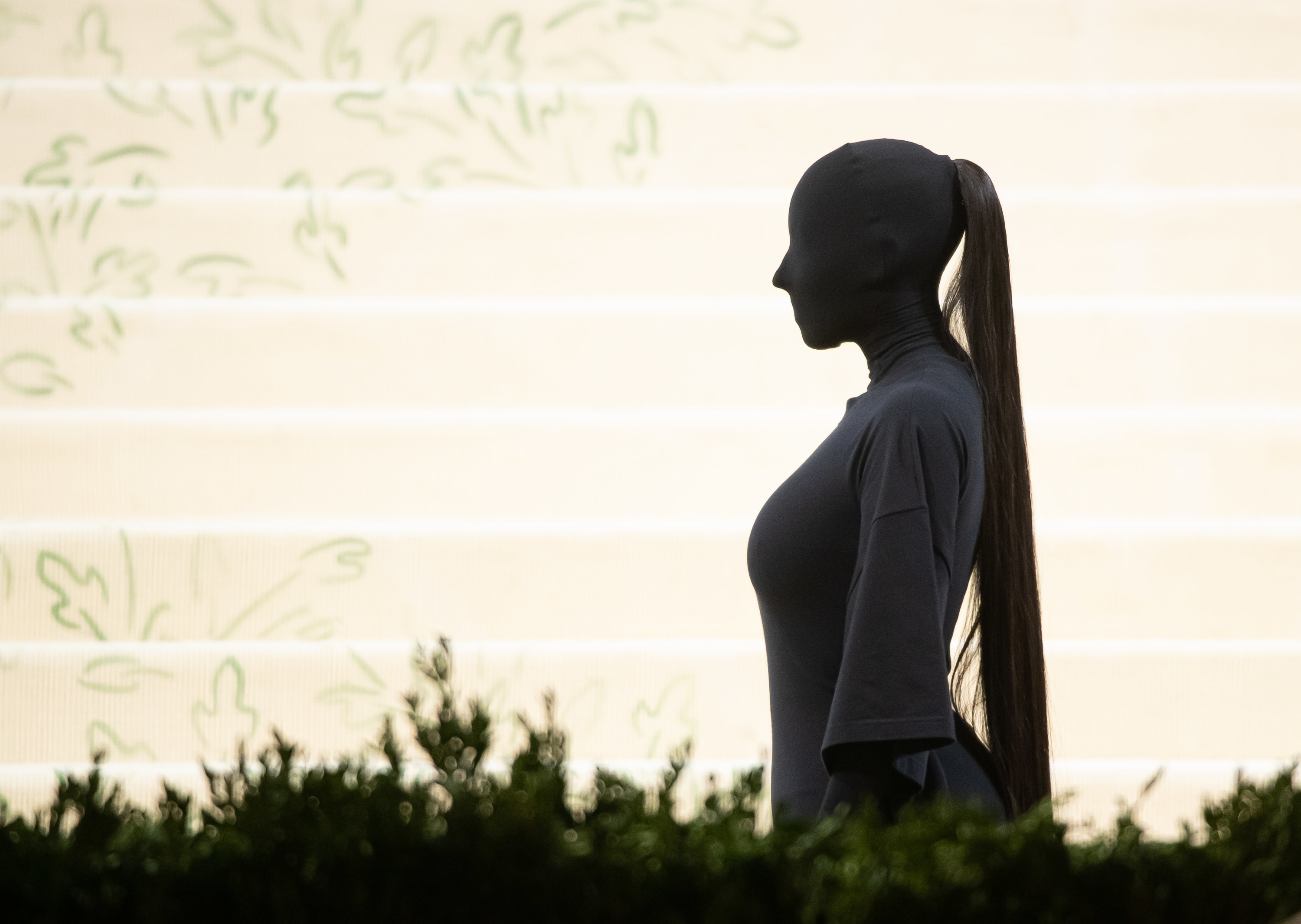 A profile shot of Kim&#x27;s Met Gala outfit