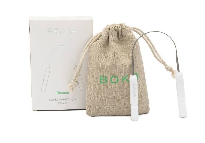 The stainless steel tongue cleaner