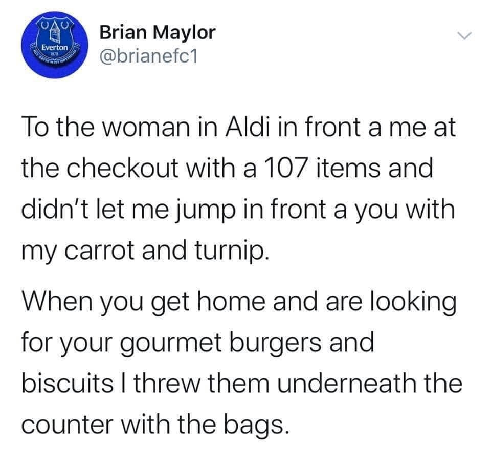 A person who took a grocery item out of a stranger&#x27;s cart because they were rude