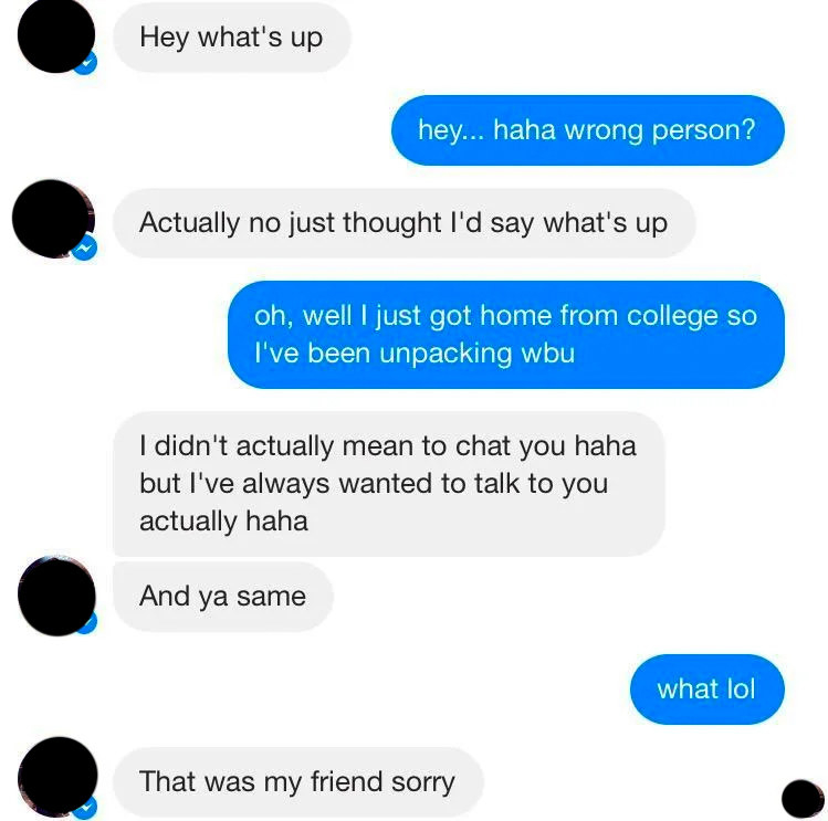Someone messages someone but says it was an accident, then blames it on their friend