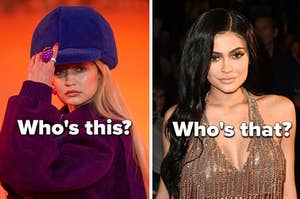 Gigi Hadid is on the left labeled, "Who's this?" with Kylie Jenner on the right labeled, "Who's that?"