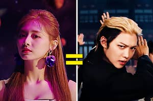 两个韩国流行音乐明星的脸在一个音乐视频