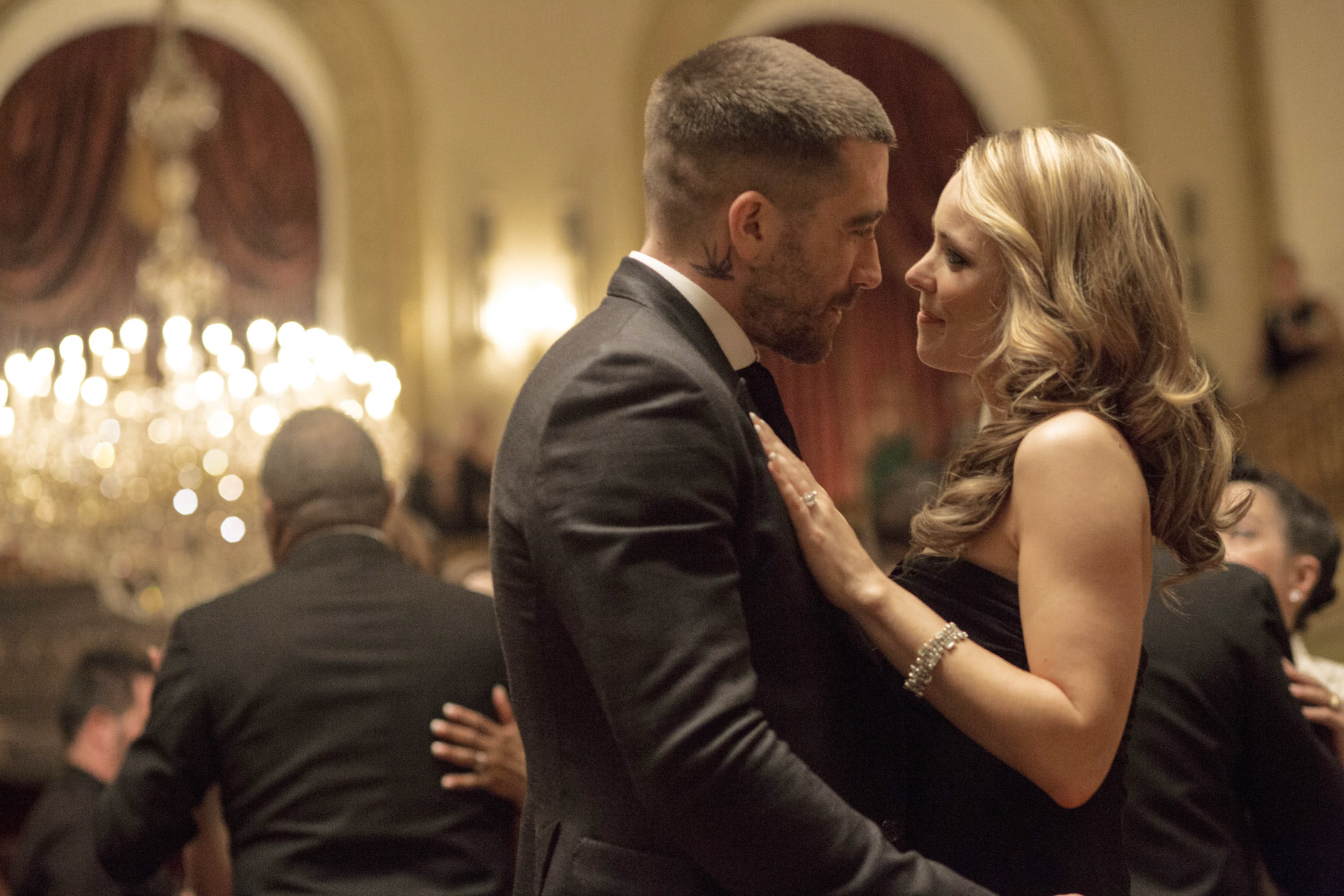 Maureen and Billy slow dance together at a super fancy event