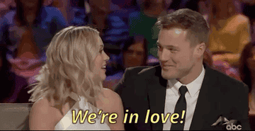 Colton Underwood and his girlfriend saying, &quot;We&#x27;re in love&quot;