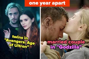 Elizabeth Olsen and Aaron Taylor-Johnson played Marvel twins a year after playing spouses in Godzilla