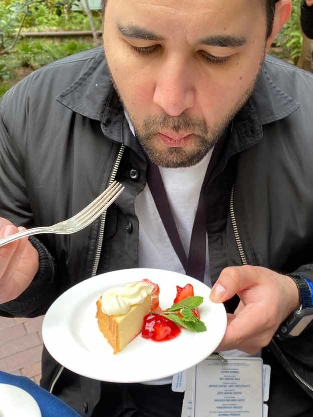 Brian eating strawberry shortcake