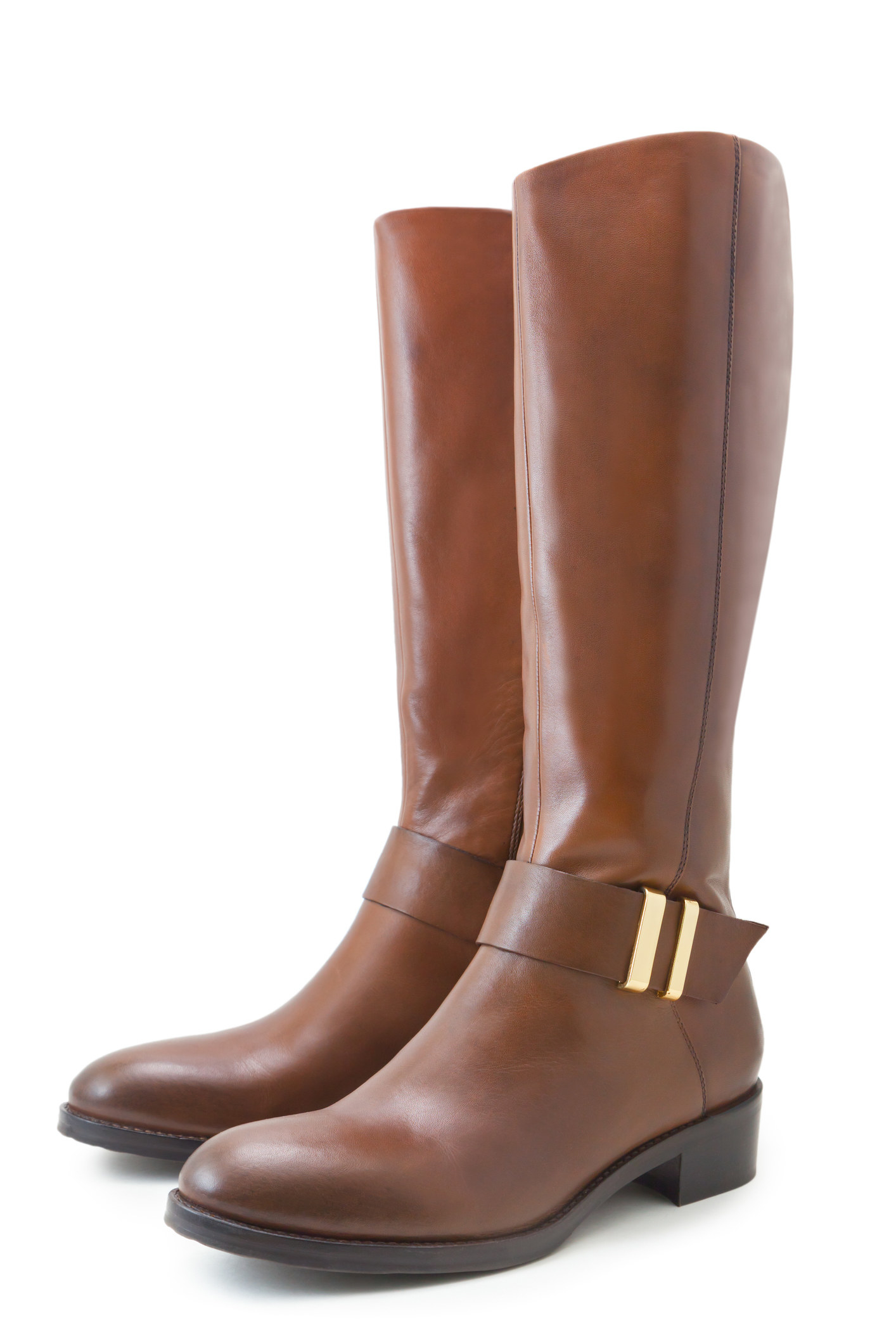 Tall brown boots with white background
