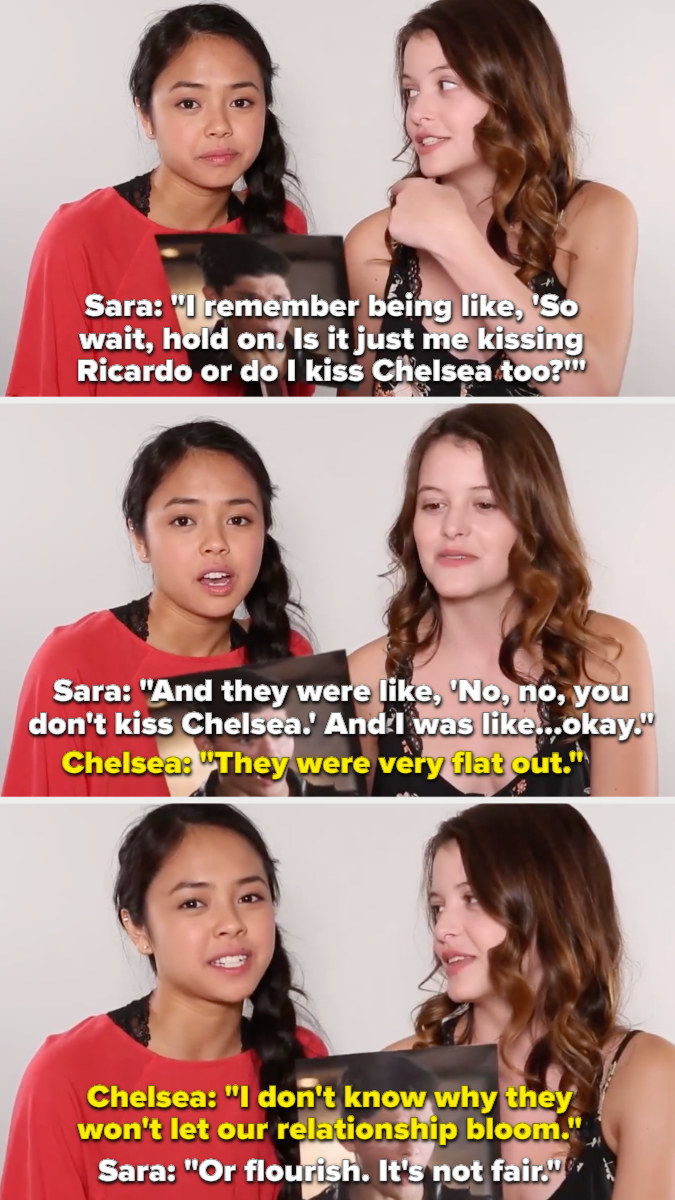 Sara says the writers told her not to kiss Chelsea for the scene, Chelsea: "they were very flat out, I don't know why they won't let our relationship bloom," Sara: "or flourish, it's not fair"
