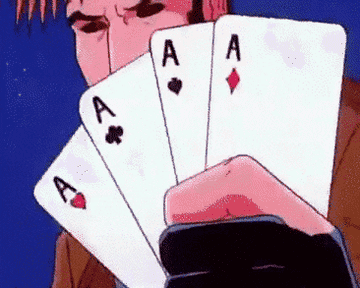 muscular man throwing cards