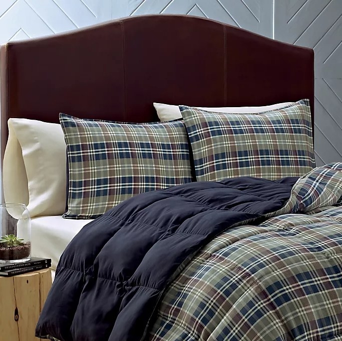 An image of a plaid comforter set