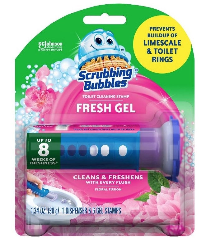 A pack of toilet bowl gel stamps