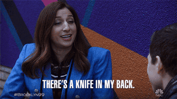 Chelsea saying &quot;there&#x27;s a knife in my back&quot; on &quot;Brooklyn 99&quot;
