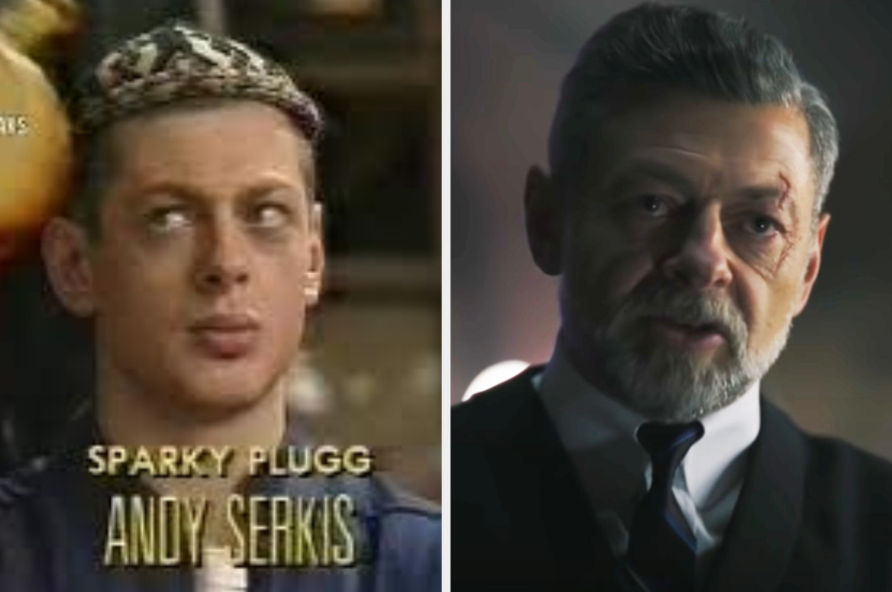 Side-by-sides of Andy as Sparky Plugg in &quot;Morris Minor and His Marvellous Motors&quot; and as Alfred &quot;The Batman&quot;