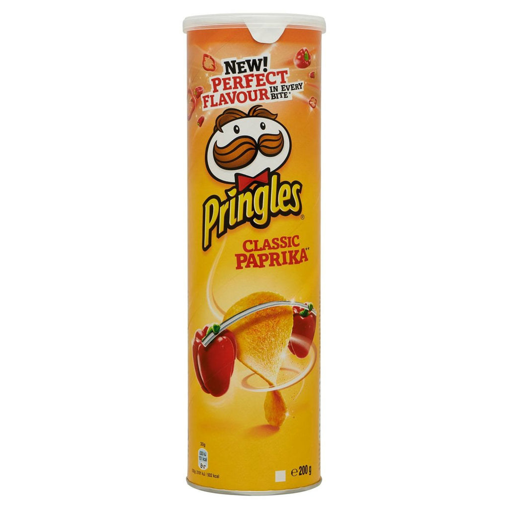 A container of paprika-flavored Pringles