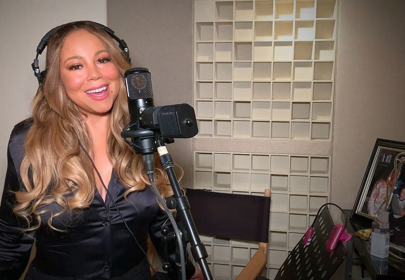 Mariah Carey in a recording studio