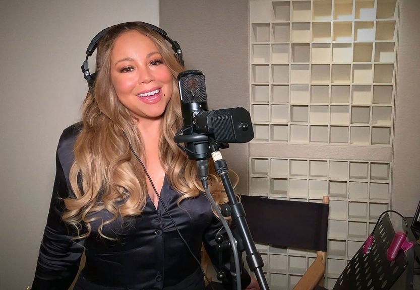Mariah Carey in a recording studio