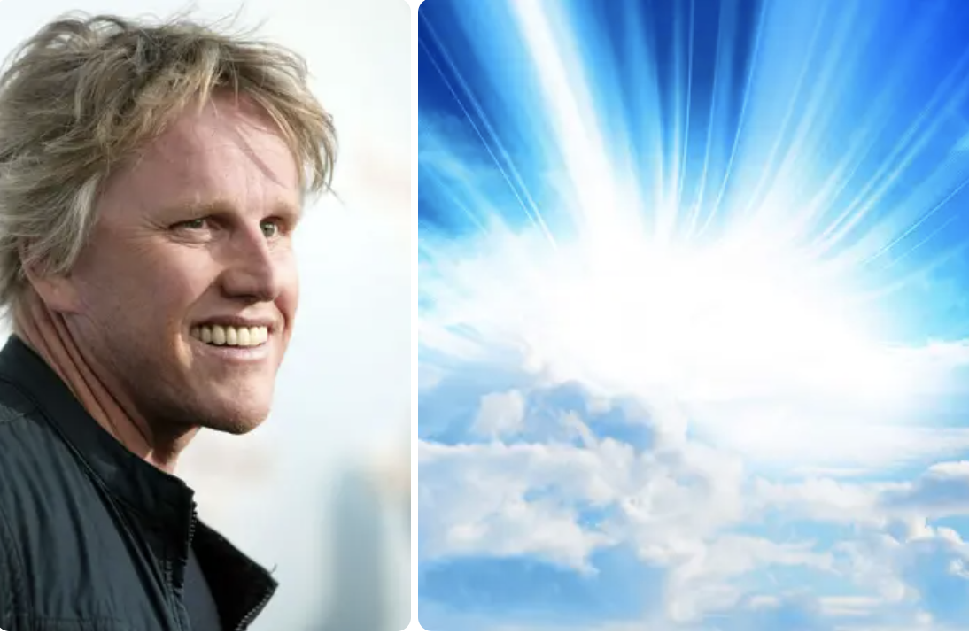 Gary Busey and the lights shining through the clouds