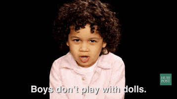 GIF of young boys saying things that are for girls not boys