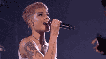 GIF Halsey singing and smiling