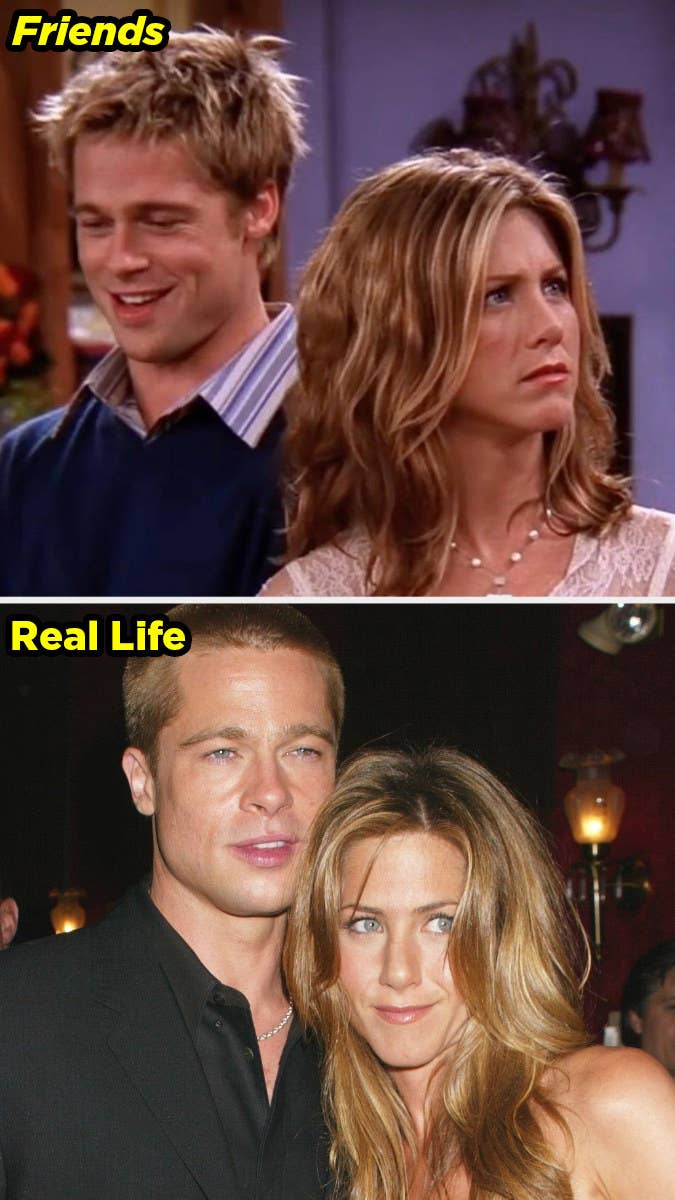 Jennifer Aniston and Brad Pitt on Friends vs them in real life