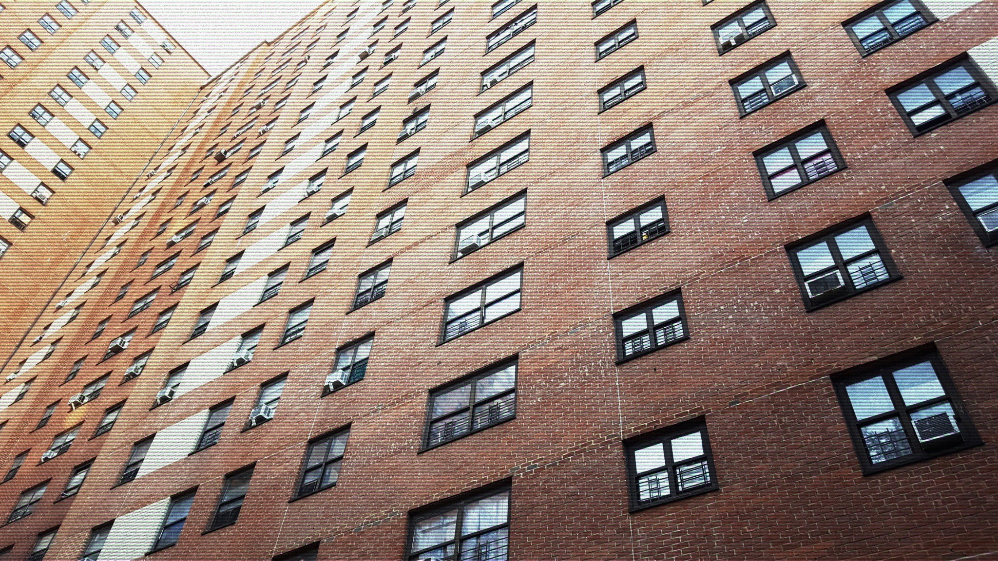 Exterior of housing project apartment building in New York